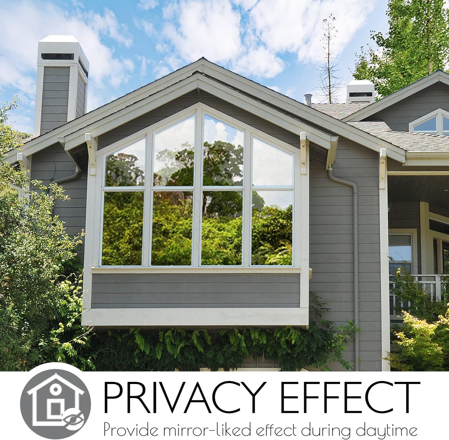 HIDBEA One Way Window Privacy Film Daytime, Heat Control UV Blocking Reflective Mirror Window Tint for Home, Non-Adhesive Self Static Cling Window Stickers (Silver, 17.5 Inch x 6.5 Feet)