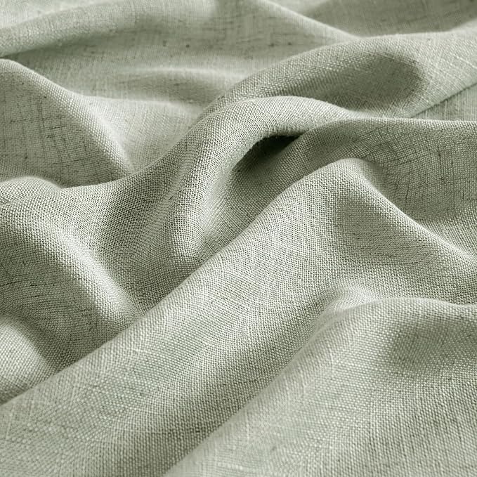 MIULEE Sage Linen Curtains 72 Inch Length 2 Panels for Bedroom Living Room,Green Soft Thick Linen Textured Window Drapes Semi Sheer Light Filtering Back Tab Rod Pocket Burlap Look Decor