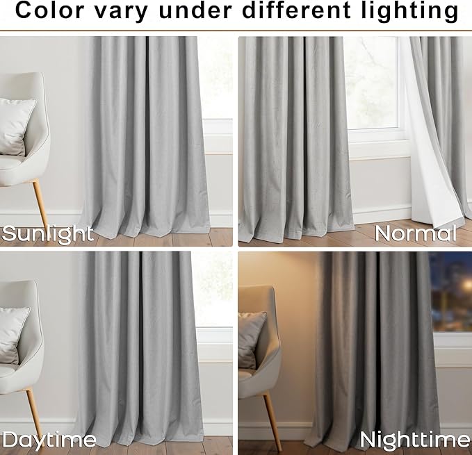 Mrs.Naturall Pinch Pleated Curtains Blackout 96 Inches Long 2 Panel Set,Light Grey Linen Black Out Curtains for Bedroom Windows Living Room