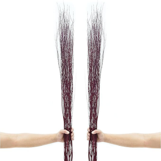 Leewadee Tall Vase Filler, Natural Grass Stems – 2 Bunches of Colored Decorative Branches for Vases, Carefully Dried Rattan Twigs for Home Decoration, 45 inches, Black Brown