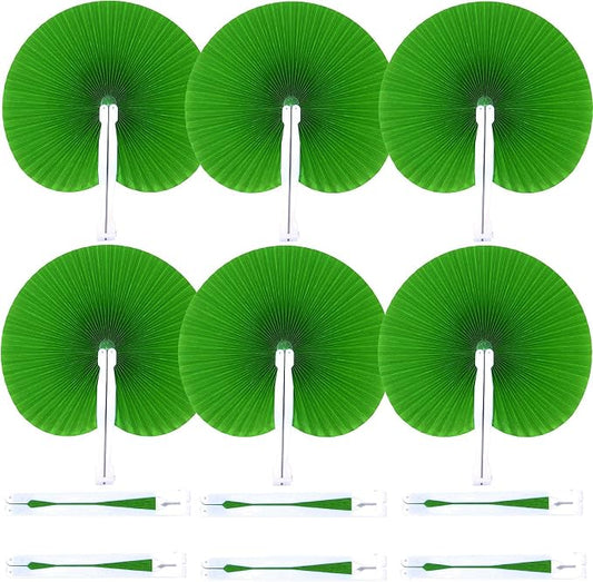 20 Pieces Grass Green Round Paper Fans | Foldable Handheld Fans for Women,Folding Hand Fans for Wedding,Bridal Guest,Church,Party Favors,Dancing,Birthday,DIY