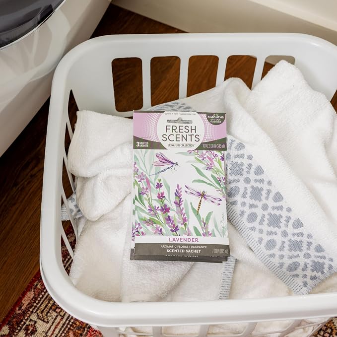 Fresh Scents Scented Sachets | Lavender | Home Fragrance | Long Lasting (Up to 6 Months) | Air Freshener for Closets, Drawers, & Cars | 6 Pack