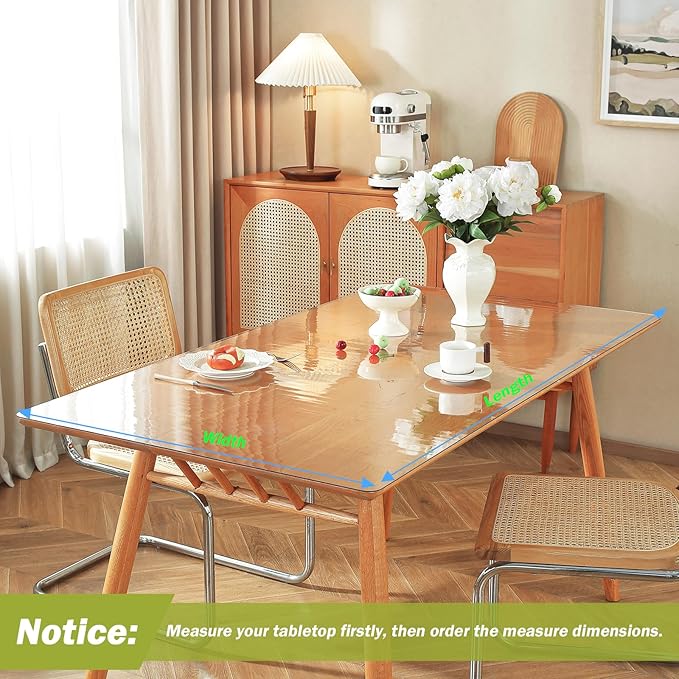 Clear Table Protector 22 x 54 Inch, 1.5mm Thick Plastic Table Cover, Waterproof PVC Clear Table Cover Protector, Desk Protector Mat, Writing Desk Pad for Desktop, Coffee & Dining Room Table