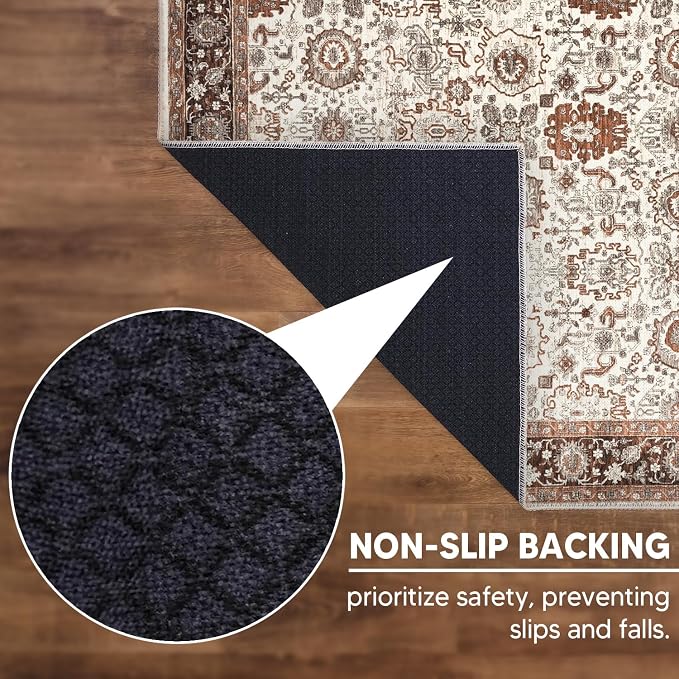 Keen Home Design 30"x120" Rug - Machine Washable Runner Rug with Non-Slip Backing, Ideal for Hallway, Entryway, Kitchen, Laundry Room - Vintage, Easy Clean, Durable, Low Pile - (2'6" x 10')