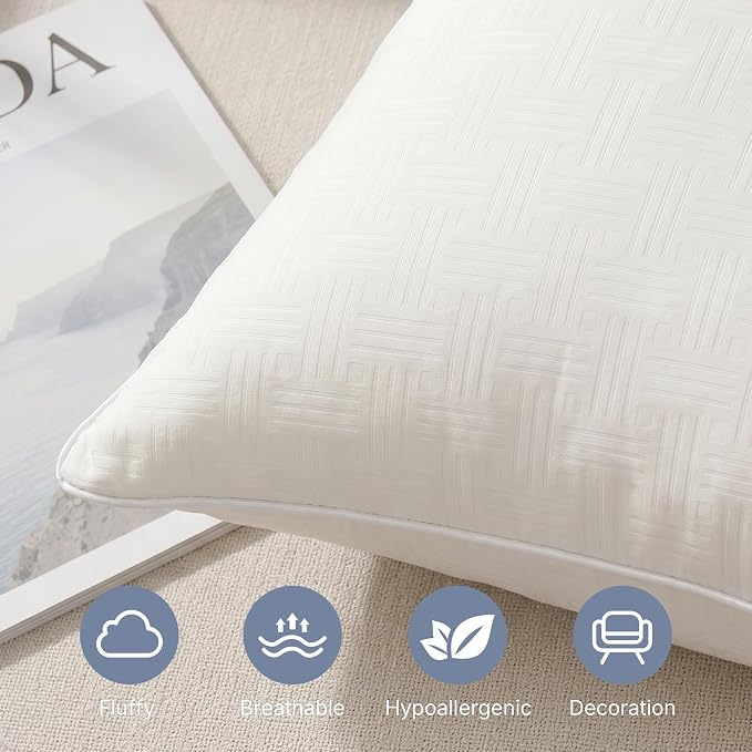 Leeden 12x20 Pillow Insert Set of 2 - Firm and Fluffy Lumbar Pillow Inserts, Rectangle Interior Sofa Pillow Inserts, Decorative Pillow Insert Pair - Beige Couch Pillow