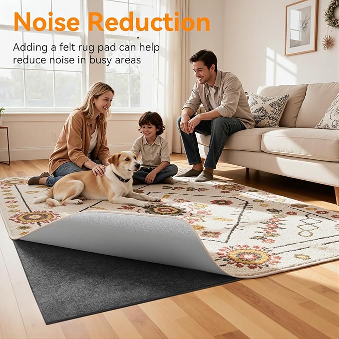 Songrey Non Slip Rug Pad Gripper 2 x 10 Ft, Thick Felt Fabric with Anti Skid Backing, Carpet Pad for Hardwood Floors, Keep Area Rugs in Place and Safe