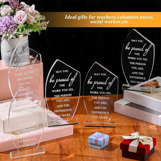 Bucherry 10 Pcs Employee Appreciation Awards for Coworker Acrylic Thank You Trophy May You Be Proud of The Work You Do Sign Prizes Retirement Goodbye Farewell Gift for Women Men(Proud)