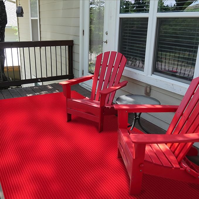 Ottomanson 3'11" x 12' Hallway Runner with Scraper Pile - Extra Durable Non-Slip Rug Mat for Indoor & Outdoor Use - Ideal for Kitchen, Entryway & Garage - High-Traffic Carpet, Red