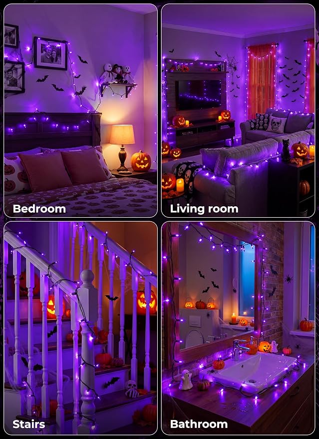 Minetom Halloween String Lights Outdoor 100 Count 20 Feet Incandescent Bulb Mini Lights for Christmas Indoor Garland Party Festival Decoration, Purple