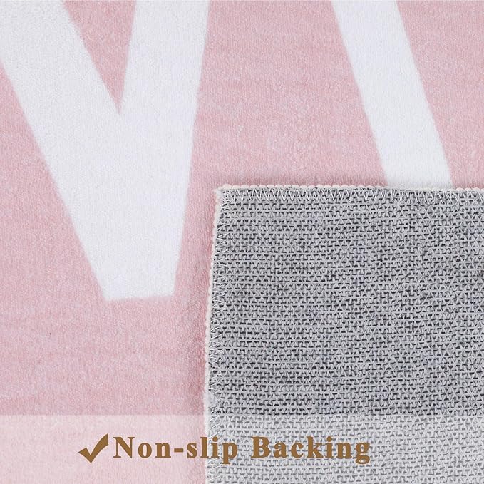 Topotdor ABC Area Rug,47x70 Inch Soft Floor Carpet,Pink | Washable Alphabet Area Rug,Non Slip Floor Mat Ideal for Bedrooms,Kids Rooms,Classrooms
