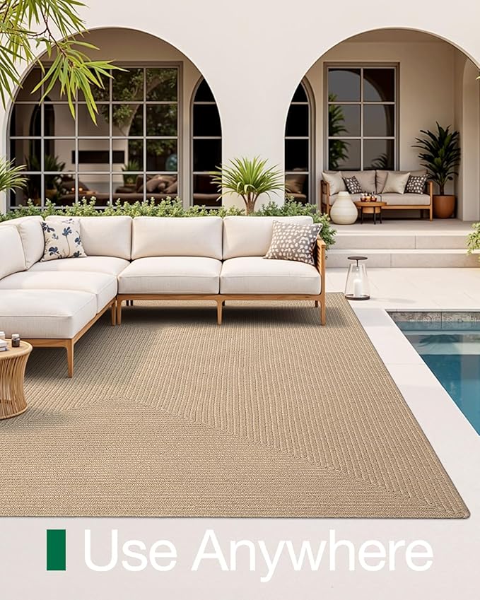 LUMI 5x8 Jute Area Rug for Living Room, Natural Handwoven Rugs Non Slip, Farmhouse Braided Carpets No Shedding for High Traffic, Dining Room, Indoor, Outdoor, Patio
