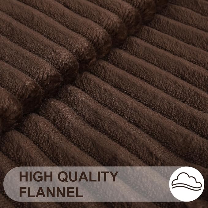 Simmore Decorative Fall Throw Pillow Covers 26x26 Set of 2, Soft Natural Plush Flannel Double-Sided Fluffy Couch Euro Sham Pillow Covers for Sofa Living Room, Brown