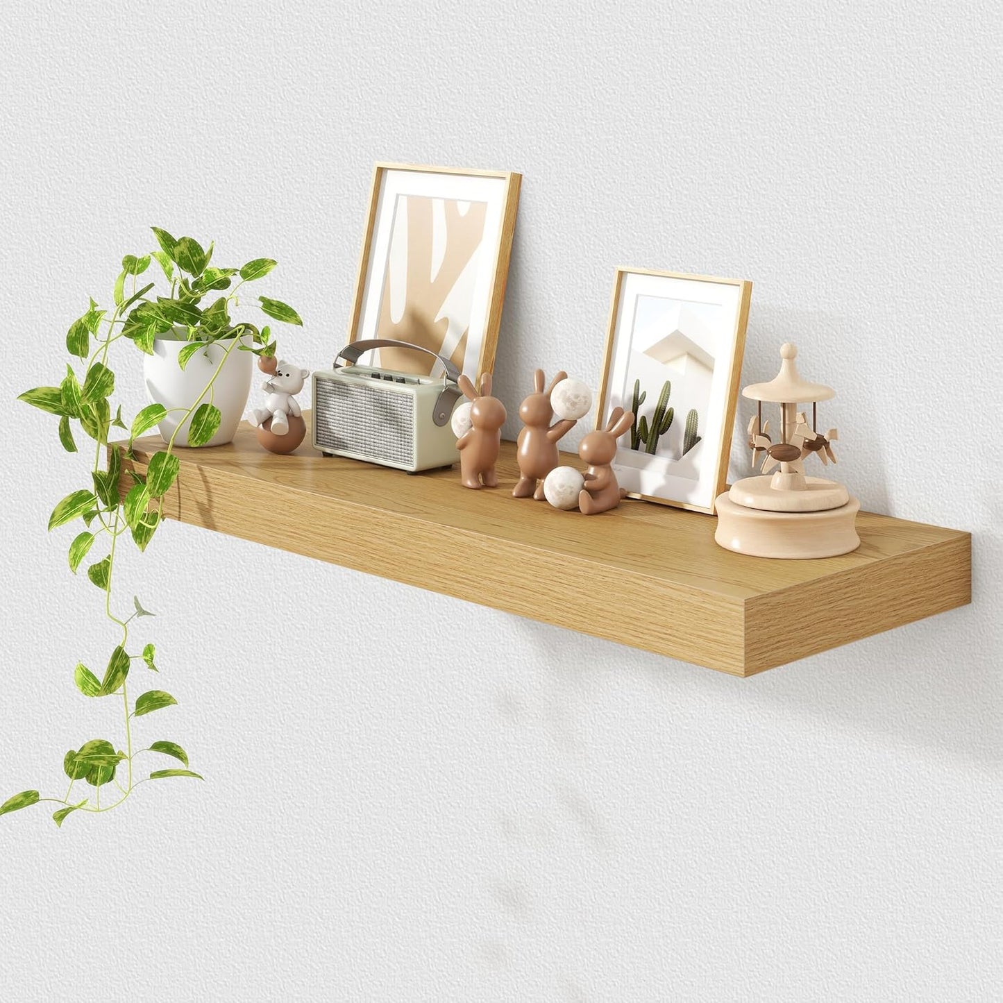 Deep Floating Shelves for Wall | 36 Inch Wide x 12 Inch Deep Floating Shelves | 36W x 12D Rustic Oak Wide Wall Shelves | Bookshelf Laundry Shelf TV Shelf