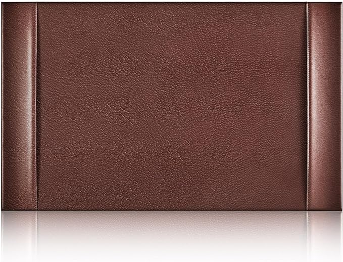30 x 18 Inch Leather Desk Pad Protector with Side Rails, Executive Office Desk Mat for Home Workspace, Writing Surface, Mouse & Keyboard Pad, Elegant Gift for Men Dad Husband (Brown)