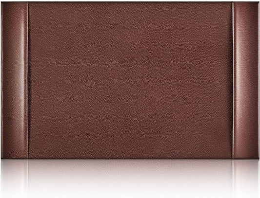 30 x 18 Inch Leather Desk Pad Protector with Side Rails, Executive Office Desk Mat for Home Workspace, Writing Surface, Mouse & Keyboard Pad, Elegant Gift for Men Dad Husband (Brown)