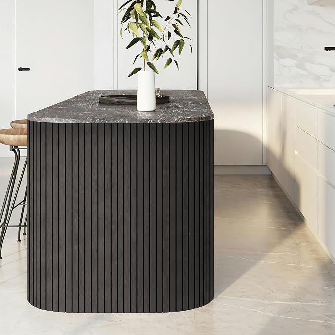 4-Piece Wood Slat Wall Panel for Interior Wall Decor Noise Cancelling 47.2" x 23.6" Peel and Stick Acoustic Decorative 3D Sound Absorbing Wall Paneling, Black Grey
