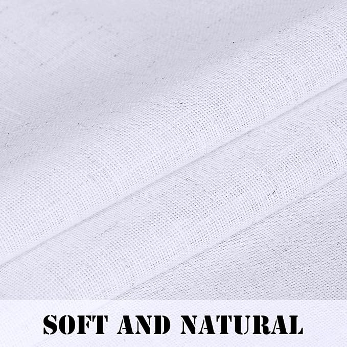 H.VERSAILTEX Linen Curtains Elegant Natural Linen Blended Curtains Energy Efficient Light Filtering Rod Pocket Window Treatments Panels for Living Room (Set of 2, Bright White, 52 inch W X 96 inch L)