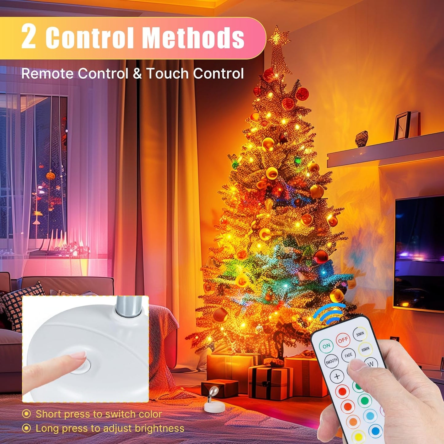 4 Pack Battery Operated Spot Lights Indoor, 13 Color Plant Uplighting Decor, Wall Lights for Pictures, Display for Tree Artwork Bookshelf