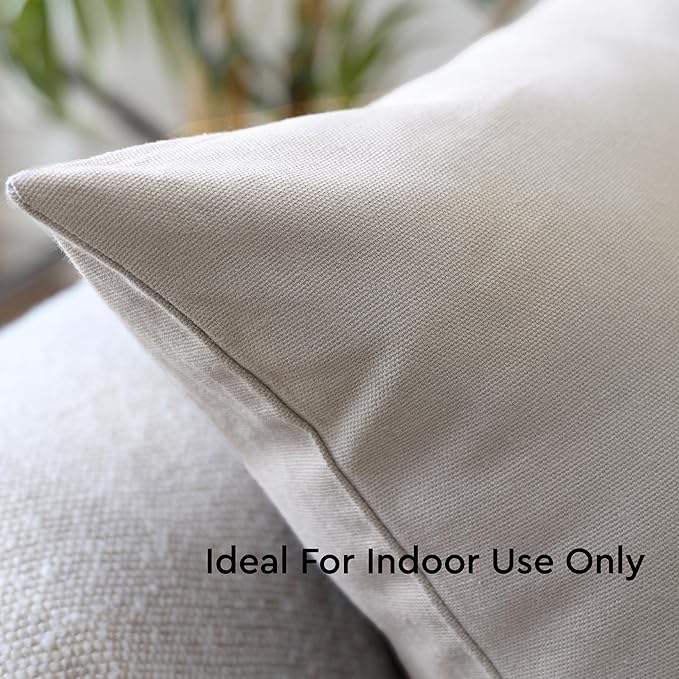 Encasa XO Throw Pillow Covers 20x20 in Set of 2 Light Grey | No Inserts | Cotton Pillow Covers for Living Room, Bed, Sofa, Couch | Decorative Cushion Covers with Improved Zipper