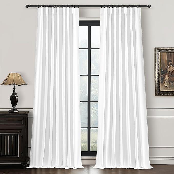 BrightWhite 120 Inch Curtains High Ceiling Tall Curtains for Living Room Long Large Window Drapes 120 Length/10 ft Heat Insulated Summer Luxury Bohemian Blackout Curtains Cottage (W50 xL120 2Panels)