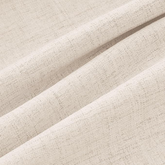 MIULEE 100% Blackout Linen Curtains for Bedroom, Cream Beige Solid Luxury Decor Thermal Insulation Room Darkening Drapes for Living Room Back Tab Rod Pocket 42 x 63 Inches, 2 Panels