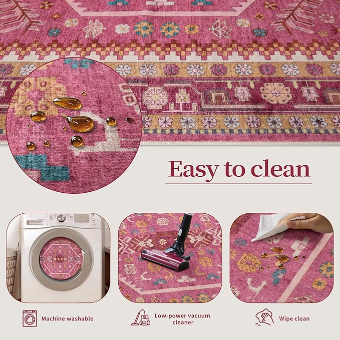 Ciicool Small Area Rug, 2x3ft Boho Rug, Ultra Soft Entry Rugs for Entryway, Non-Slip Washable Rugs Oriental Low-Pile Indoor Mat Floor Carpet for Entrance Bedroom Kitchen Bathroom Foyer Decor
