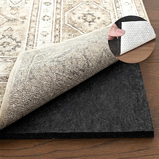 Deep Dream 1/4" Thick Felt and Natural Rubber Backing Rug Pad - Non Slip Carpet Gripper for 4 x 6 Ft Area Rugs - Protective Cushioned Pads for All Floors