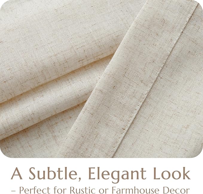 jinchan Tier Curtains 24 Inch for Small Window Linen Blend Cafe Curtains Farmhouse Rustic Half Window Drapes for Kitchen Living Room Bedroom Light Filtering Rod Pocket 2 Panels Neutral Crude