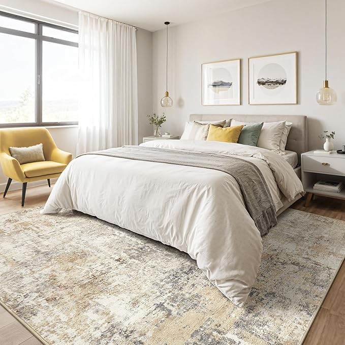 7x10 Area Rug Living Room: Washable Large Abstract Modern Soft Rugs Stain Resistant Indoor Floor Non-Slip Accent Carpet for Young Career Worker Aged 25-34 - Bedroom Playroom Office Dining Room