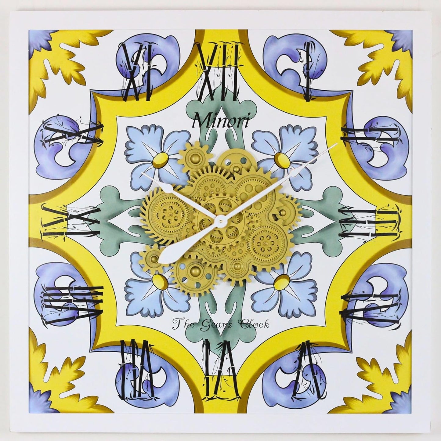 The Gears Clock Wall Clock Italy Collection with Moving Gears (Minori, 36 inch Square)