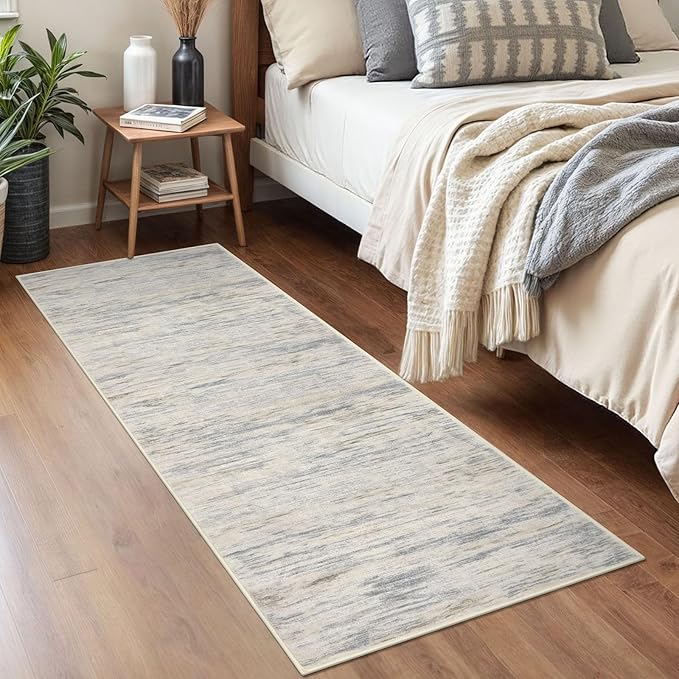 SIILOOM 2x5 Modern Abstract Runner Rug for Hallway, Gray Beige Neutral Multi Super Soft Hallways Decor Kitchen Rugs with Non-Slip, Non-Shedding Washable Rug for Entryway Bedroom Laundry Indoor