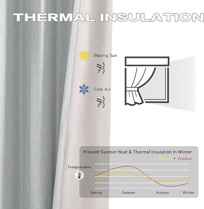 Light Grey Pinch Pleated Blackout Curtains 132 Inch Long, Accordion Style Thermal Insulated Drapes with Hooks, Back Tab Ceiling Traverse Curtains for Living Room,40x132, 2 Panels
