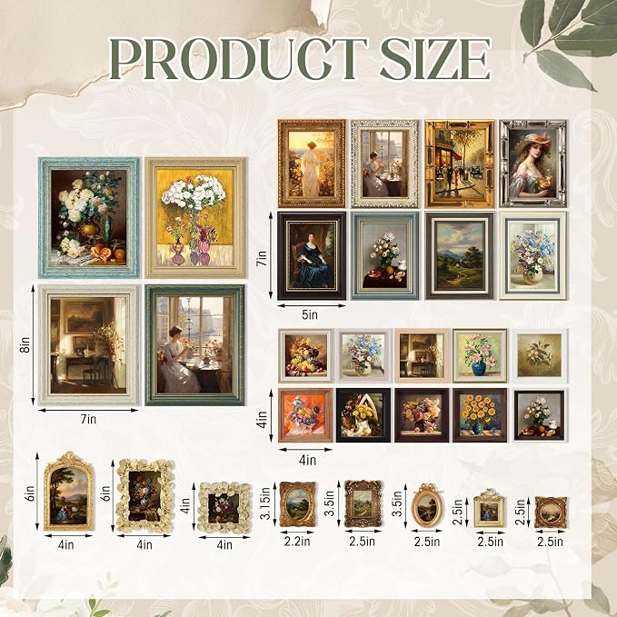 Kathfly 30 Pack Vintage Picture Frames for Wall, Tabletop Display Ornate French Country Frames Vintage Farmhouse Decor Antique Wall Frame Set for Gallery Bedroom Living Room Decor (Classic Style)