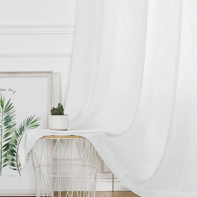 Central Park White Window Door Curtain 100" Extra Wide Rayon Blend Light Filtering Treatment Solid Drape for Living Room Sliding Patio Door with 14 Grommets, White, 100" x 84", 1 Panel