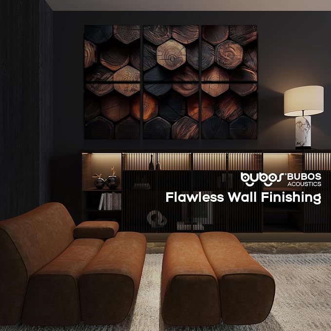 BUBOS 6 Pack Acoustic Wall Panels - High-Density Polyester Sound Absorbing Panels, Decorative Print Treatment for Recording Studio & Home Office, Peel and Stick, 23.6" x 23.6"