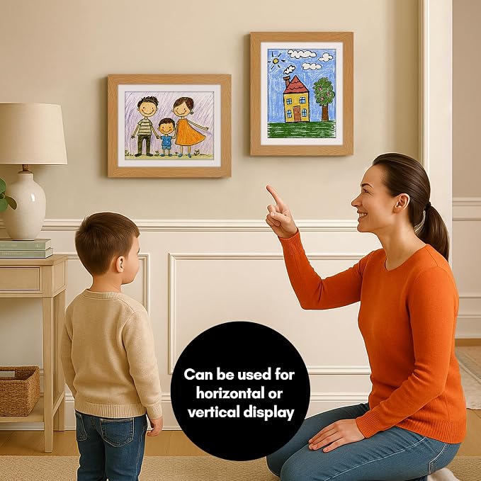 Americanflat Kids Artwork Frame Changeable (Dark Oak) - Magnetic Door Holds 100 Art Pieces - 8.5x11 Letter Size Display with Mat or 10x12.5 Without Mat - My Mini Masterpiece