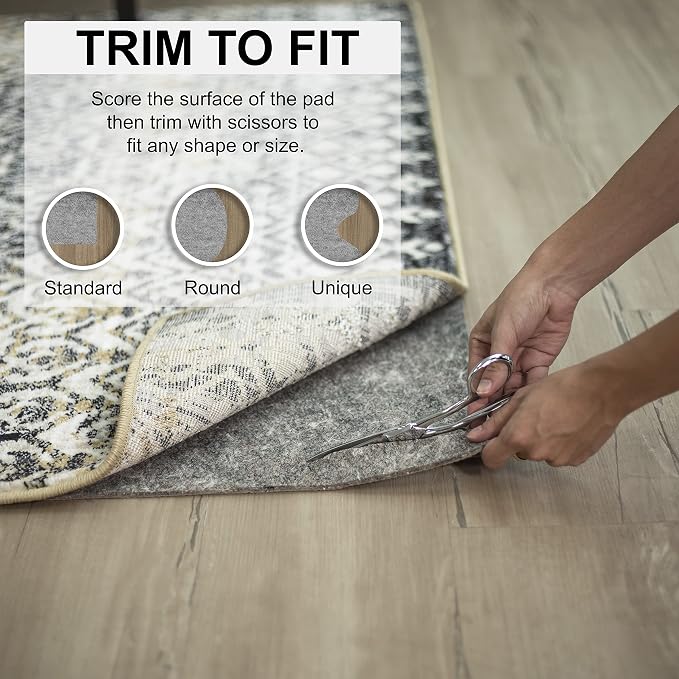 Mohawk Home Non Slip Rug Pad 2' x 12' - 1/2" Thick Felt + Latex Rubber Gripper - Dual Surface Cushion for Hardwood, Carpet, Tile Floors, Made in USA