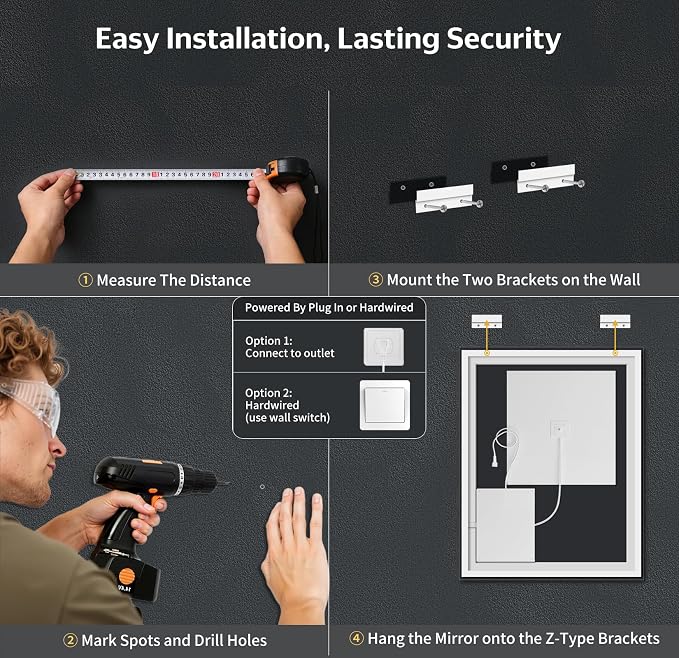 28"x20" LED Bathroom Mirror with Lights, Backlit + Front Lit with CRI>90, Lighted Mirror for Bathroom, Anti-Fog, Dimmable Brightness, 3 Colors, Memory Function, Shatterproof Tempered Glass