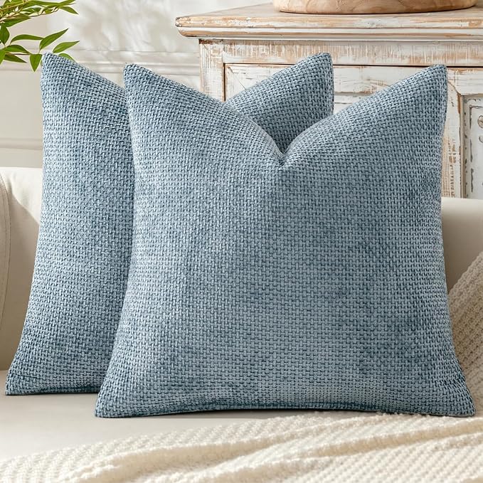 MIULEE Pack of 2 Coastal Blue Throw Pillow Covers 22x22 Inch Summer Modern Boho Accent Decorative Pillow Covers Soft Farmhouse Cushion Covers for Home Decor Couch Bed Sofa Living Room