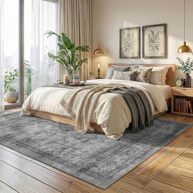Homemate Washable Rug 2x6 Area Rugs - Vintage Faux Wool Rugs for Living Room Bedroom Dining Room - Non Slip Foldable Carpet Indoor Area Rug for Home Decor（2'x6', Black