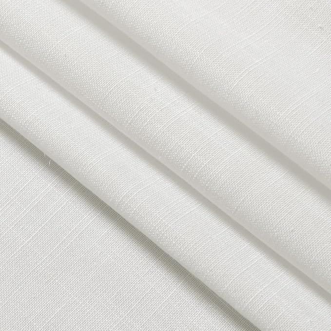 Nanspring Off White Kitchen Curtains 36 Inch Length Set 2 Panel Back Tab Pocket Semi Sheer Short Linen White Curtain Tiers for Small Bathroom Window Basement 52x36