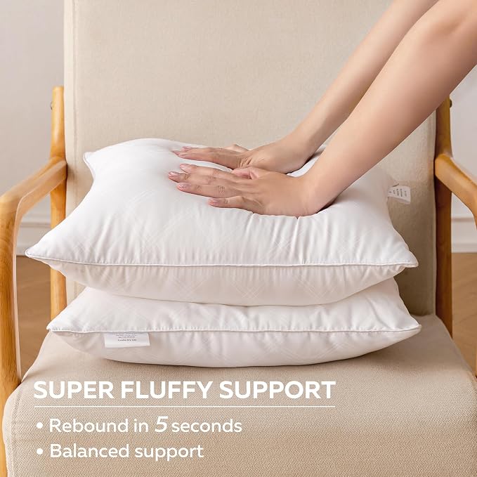 Oubonun 20x20 Throw Pillows Inserts Pack of 2, Decorative White Square Pillow Inserts, Premium Fluffy Pillow Insert Pair for Sofa Couch Living Room