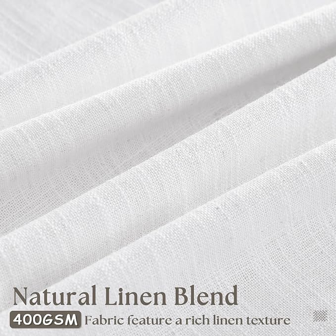 Extra Wide Pinch Pleated Linen Curtains 90 Inches Long 70 Inch Width for Living Room Bedroom Light Filtering White Semi Sheer Pleat Window Curtain Pinch Pleated Drape with Hooks Rings 1 Panel 70x90