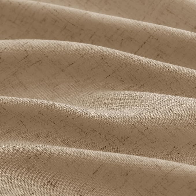 Aersas Sand Beige Linen Curtains 108 Inches Length for Living Room Flax Texture Wave Fabric Semi Sheer with Rod Pocket Back Tab for Bedroom Balcony Light Filtering Neutral Home Decor 52x108