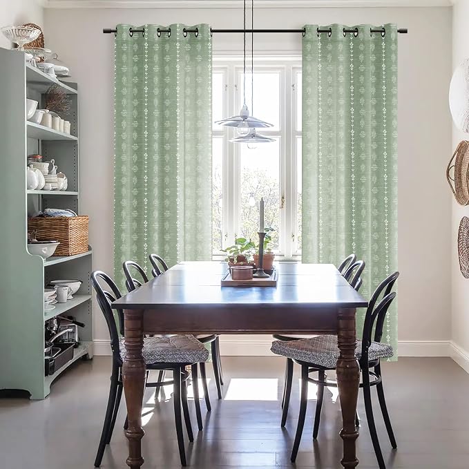 Lino Rosa Mint Green Curtains for Girls Bedroom,Sheer Linen Light Filtering Boho Beach Curtains for Kitchen Bathroom Window Living Room,63 Inch Length