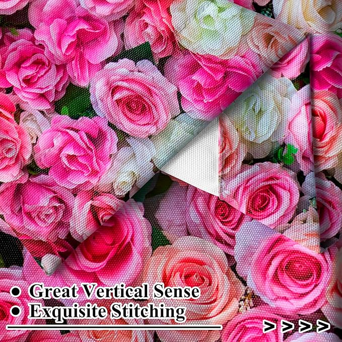 Renaiss 42 x 63 Inch Rustic Farmhouse Rose Flower Kitchen Curtains Purple Floral Small Short Cafe Window Curtain Linen Country Bathroom Drapes Treatment Tier Rod Pocket Curtains 2 Panels 2 Panels