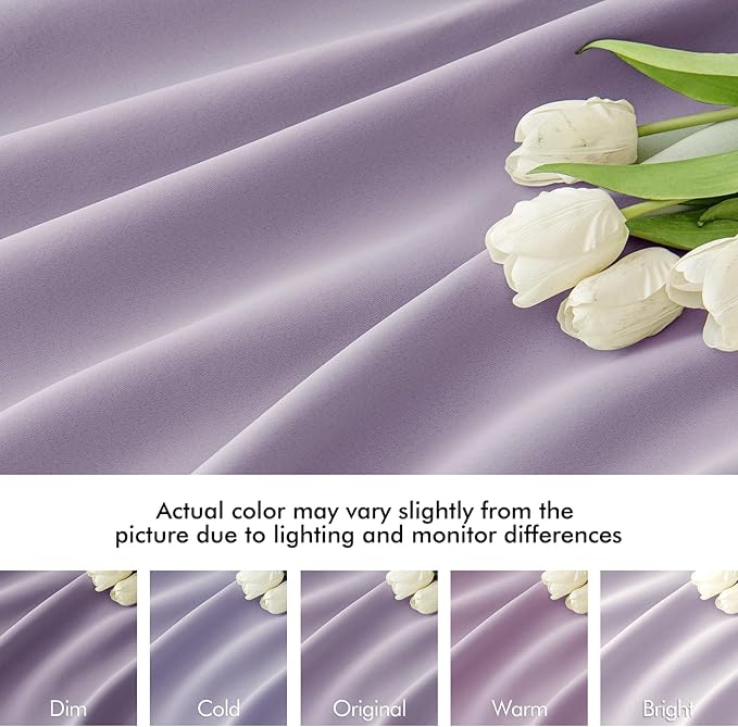 MIULEE Lilac Back Tab Blackout Curtains 102 Inch Long 2 Panels Set for Bedroom, Rod Pocket/Pinch Pleated Thermal Insulated Living Room Darkening Light Blocking Floor to Ceiling Drapes
