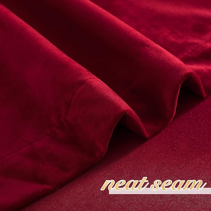 NICETOWN Christmas Red Velvet Curtains and Drapes for Bedroom, Home Decor Panels for Home Theatre/Film Room/Stage (Set of 2, Rod Pocket Design, 72 inches Long)