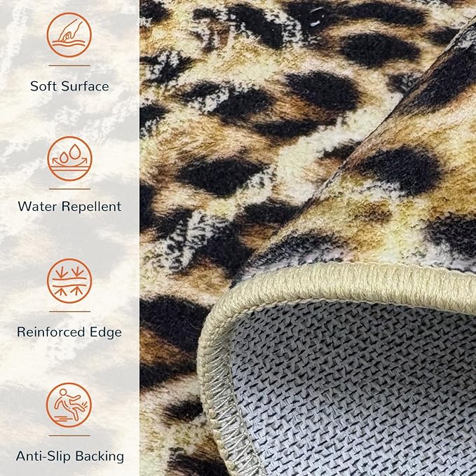 BESTSWEETIE Area Rug 8x10 Rug Machine Washable Non-Slip Low Pile Print Pattern Western Rug for Living Room Bedroom Entryway Tribal Series-Dark/Leopard