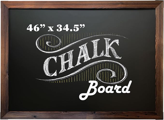 Loddie Doddie Magnetic Chalkboard - 46 x 34.5 in, Rustic Wood Frame - Menu Board for Kitchen - Magnetic Display Board for Notes & Photos - Hanging Chalkboard Sign & Kitchen Wall Decor